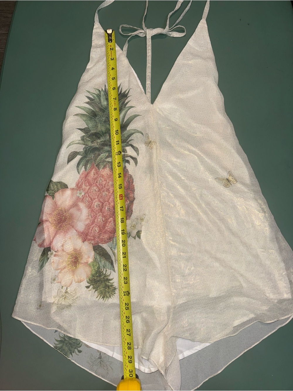 Farm Rio Vintage White Pineapple Print Halter Romper - Picture 5 of 9